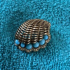 Albert Weiss Silver and Blue Fan Brooch